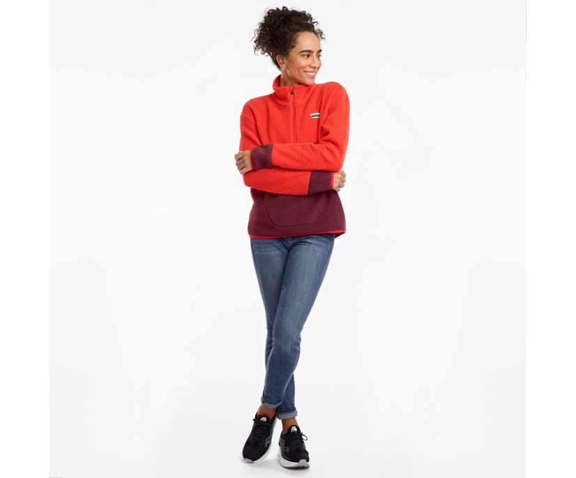 Women's Saucony Fireside Fleece Anorak Jackets Red / Burgundy | Singapore 338MQZA